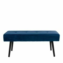 100cm Breite Polsterbank Mit Samt In Dunkelblau - Nennja -Wohnen.de Vertrieb 100cm breite polsterbank mit samt in dunkelblau stahl in schwarz nennja 02