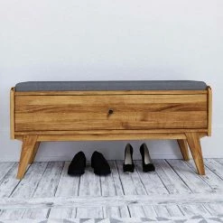 112x52x37 Wildeiche Bank Mit Klappe - Hardus