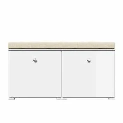 2-Klappen-Schuhbank In Weiß Hochglanz - Izenzaia