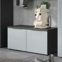 2-türige Schuhbank In Silbergrau Glas - Ilfred
