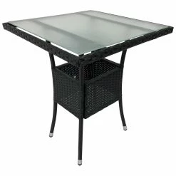 Wohnen.de Vertrieb 3 60x60 Cm Polyrattan Tisch In Schwarz - Licara