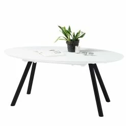 Wohnen.de Vertrieb -Wohnen.de Vertrieb ausziehbarer esstisch in ovaler form in weiss schwarz atrodata i f