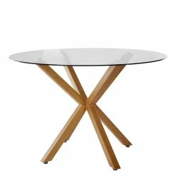 Wohnen.de Vertrieb -Wohnen.de Vertrieb runder glastisch fuers esszimmer mit metallgestell in eiche optik tomya f