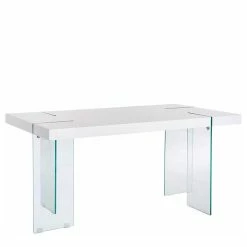 Wohnen.de Vertrieb -Wohnen.de Vertrieb weisser hochglanz esstisch mit glas 160x75x90 cm hawer f