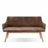 Zeitloses Tischsofa In Braun & Wildeiche - Rokena -Wohnen.de Vertrieb zeitloses tischsofa in braun wildeiche bezug microfaser rokena 01